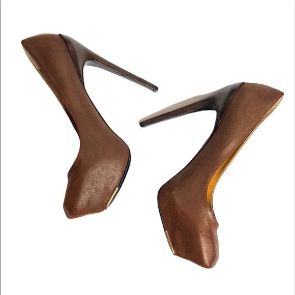 Devi Kroell Brown Square Toe Pumps Size 35.5 - Picture 3 of 9